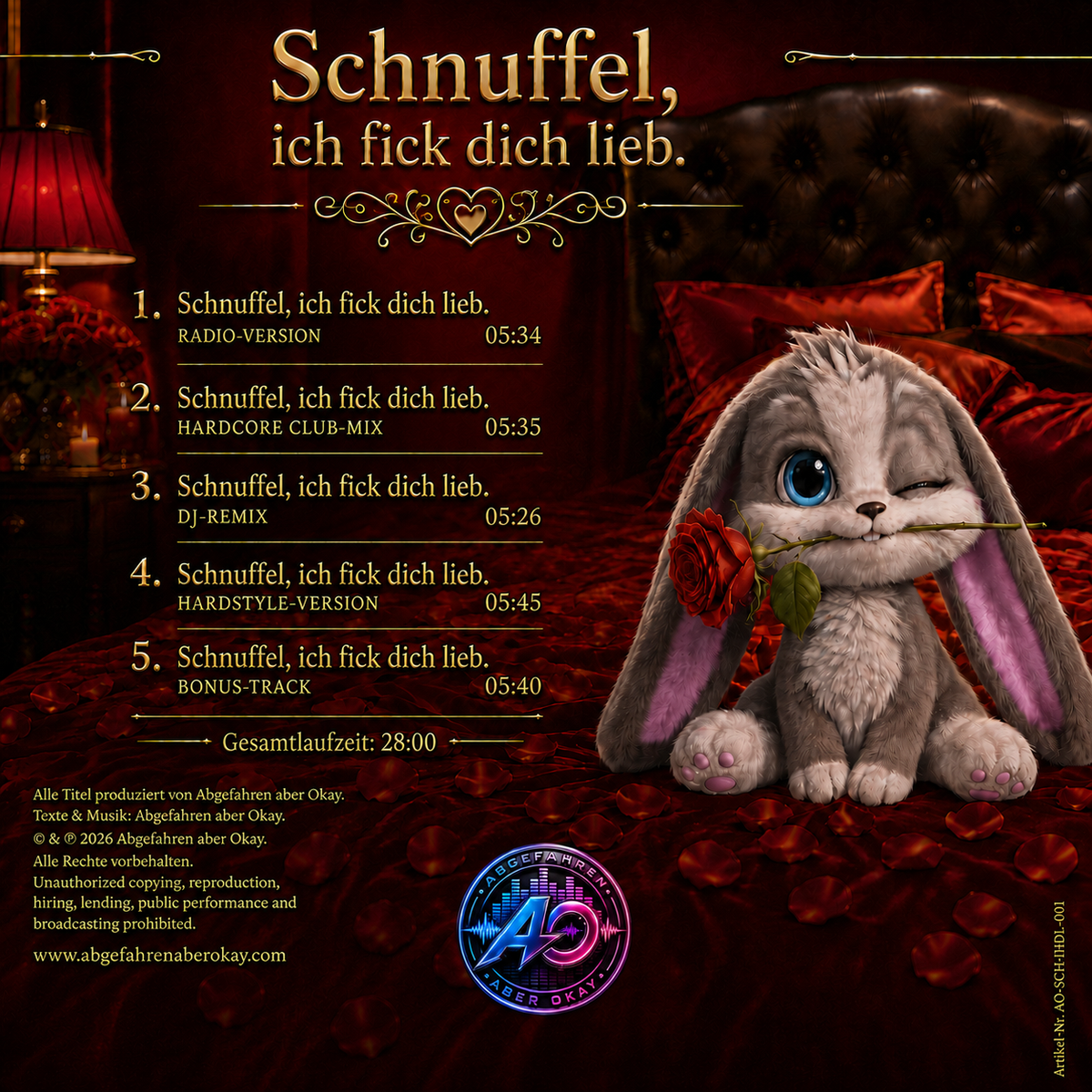Rückseite und Titelliste: Schnuffel – Ich fick dich lieb. | 5-Track Maxi-CD
